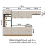 Cocina Integral 330cm Marrón/Crema Agata 01