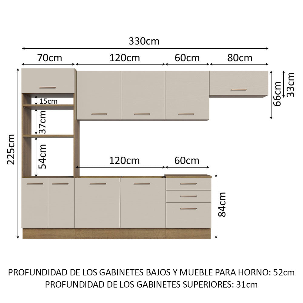 Cocina Integral 330cm Marrón/Crema Agata 01
