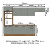 Cocina Integral 330cm Marrón/Gris Agata 01