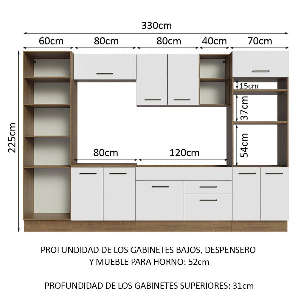Cocina Integral 330cm Marrón/Blanco Agata 02