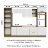 Cocina Integral 330cm Marrón/Blanco Agata 02
