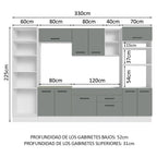 Cocina Integral 330 cm Con Mueble para Horno Blanco/Gris Agata Madesa