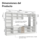 Cocina Integral 340 cm Con Mueble para Horno y Vitrina Blanco/Crema Agata Madesa