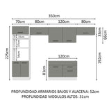 Cocina Integral 350cm Blanco/Gris Agata 01