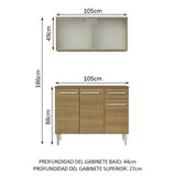 Cocina Compacta 105cm Con Gabinete Superior Marrón Emilly 01