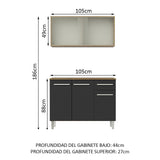 Cocina Compacta 105cm Con Gabinete Superior Marrón/Negro Emilly 01