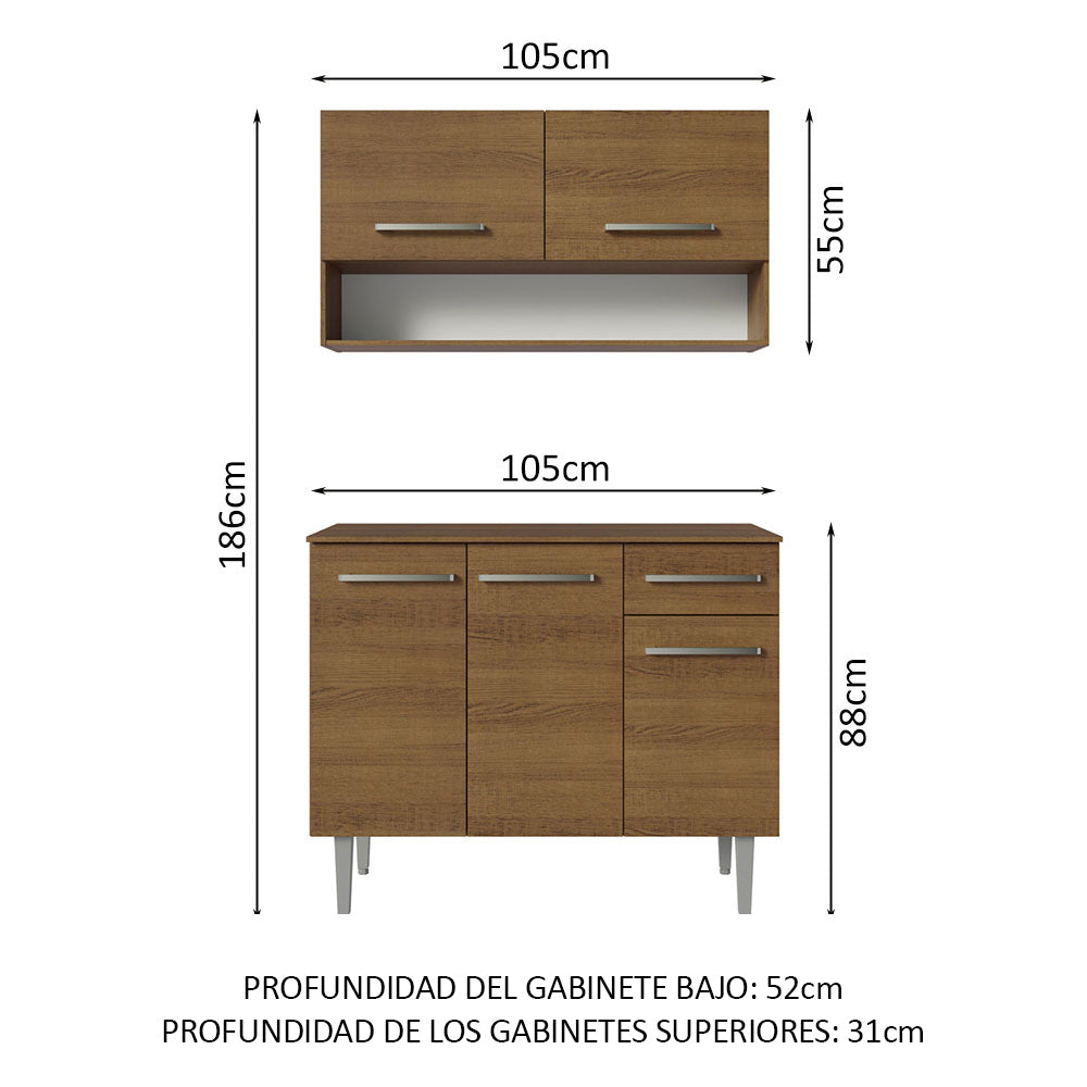 Cocina Integral 105cm Marrón Emilly 03