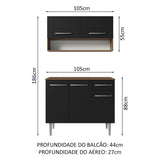 Cocina Integral 105cm Marrón/Negro Emilly 03