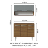 Cocina Integral 105cm Marrón/Gris Emilly Madesa 03