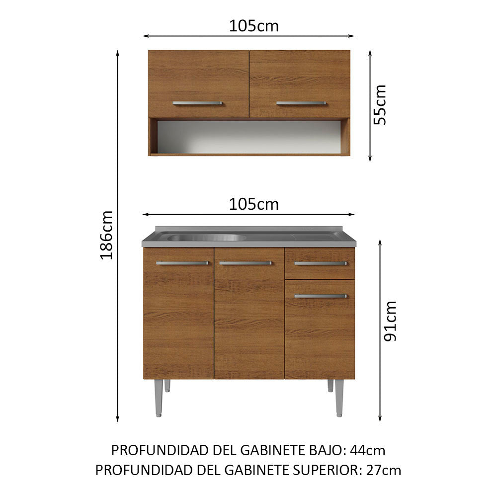 Cocina Integral 105cm con Tarja Marrón Emilly 04