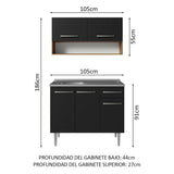 Cocina Integral 105cm con Tarja Marrón/Negro Emilly 04