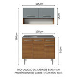 Cocina Integral 105cm con Tarja Marrón/Gris Emilly 04