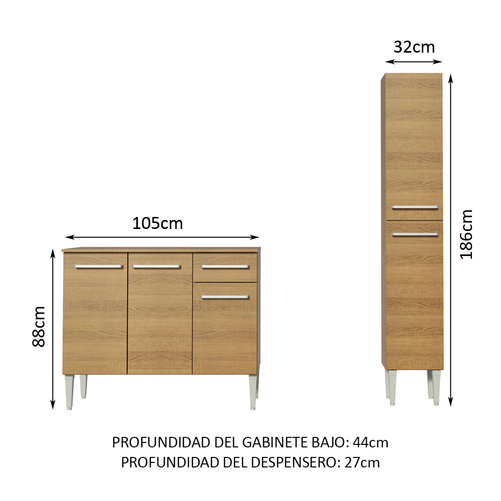 Cocina Compacta 137cm Marrón Emilly Silver 01