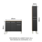 Cocina Compacta 137 cm 7 Puertas 1 Cajón Marrón/Negro Emilly Madesa 01