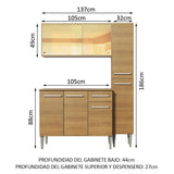 Cocina Compacta 137cm Marrón Emilly Gold 03