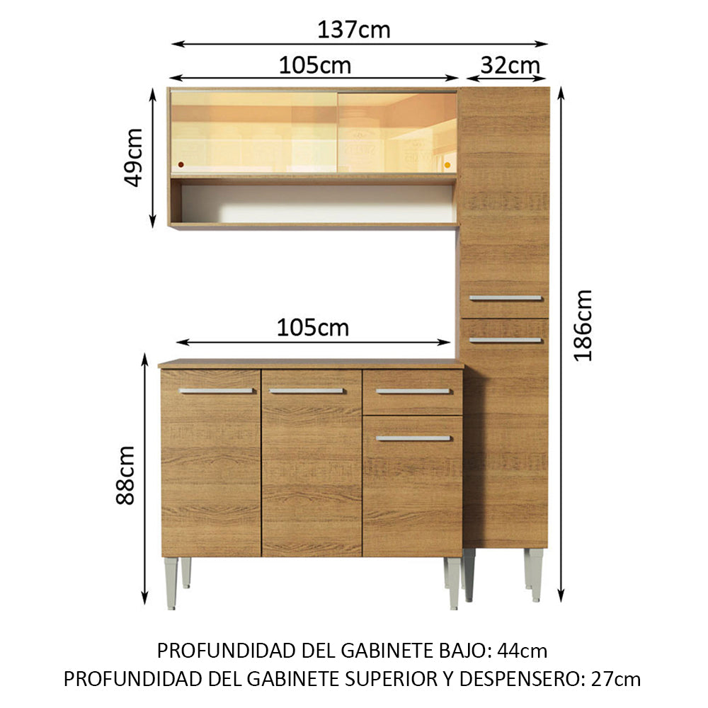 Cocina Compacta 137cm Marrón Emilly Art 04