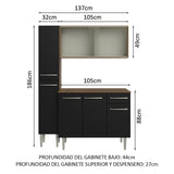 Cocina Compacta 137cm sin Fregadero Marrón/Negro Emilly 05