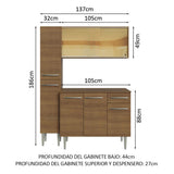 Cocina Compacta 137cm sin Fregadero Marrón Emilly 06