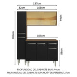 Cocina Compacta 137cm sin Fregadero Marrón/Negro Emilly 06
