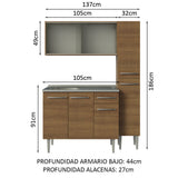 Cocina Compacta 137cm con Fregadero Marrón Emilly 07