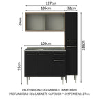 Cocina Compacta 137 cm Con Fregadero Marrón/Negro Emilly Madesa