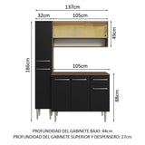 Cocina Compacta 137cm sin Fregadero Marrón/Negro Emilly 09