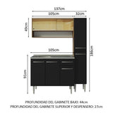 Cocina Compacta 137cm con Fregadero Marrón/Negro Emilly 10