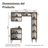 Cocina Compacta 156 cm Emilly Marrón/Negro 02