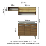 Cocina Compacta 165cm con Fregadero Marrón Emilly 01