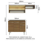 Cocina Compacta 165cm sin Fregadero Marrón Emilly 02