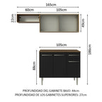 Cocina Compacta 165 cm Marrón/Negro Emilly Madesa