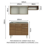 Cocina Compacta 165cm con Fregadero Marrón Emilly 05