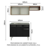 Cocina Compacta 165cm con Fregadero Marrón/Negro Emilly 05