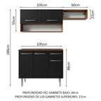 Cocina Compacta 165 cm 5 Puertas 1 Cajón Marrón/Negro Emilly Madesa 07