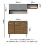 Cocina Compacta 165 cm 5 Puertas 1 Cajón Marrón/Gris Emilly Madesa 07