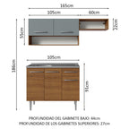 Cocina Compacta 165 cm Con Fregadero Marrón/Gris Emilly Madesa