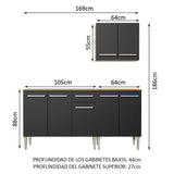 Cocina Compacta 169cm Marrón/Negro Emilly Free 01