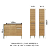 Cocina Compacta con Gabinete y Despensa Marrón Emilly Front