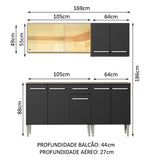 Cocina Compacta 169cm Marrón/Negro Emilly Drive 04