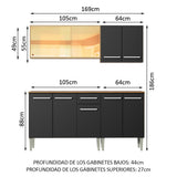 Cocina Compacta 169cm Marrón/Negro Emilly Drive 04