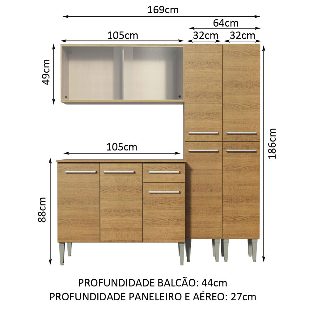 Cocina Compacta 169cm Marrón Emilly Fly 05