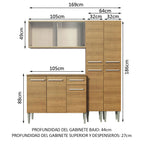 Cocina Compacta 169 cm 9 Puertas 1 Cajón Marrón Emilly Madesa 05