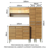 Cocina Compacta 169cm Marrón Emilly Winter 08