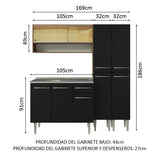Cocina Compacta 169cm con Fregadero Marrón/Negro Emilly 14