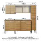 Cocina Compacta 201 cm 11 Puertas 1 Cajón Marrón Emilly Madesa 02