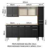 Cocina Integral 201cm Marrón/Negro Emilly Fast 02