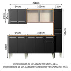 Cocina Compacta 201 cm 11 Puertas 1 Cajón Marrón/Negro Emilly Madesa 02