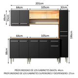 Cocina Integral 201cm Marrón/Negro Emilly Sky 04