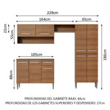 Cocina Integral 229cm sin Fregadero Marrón Emilly Pop 02