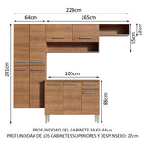 Cocina Integral 229cm Marrón Emilly Fit 03